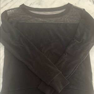 Pam & Gela Black Sheer Panel Sweatshirt